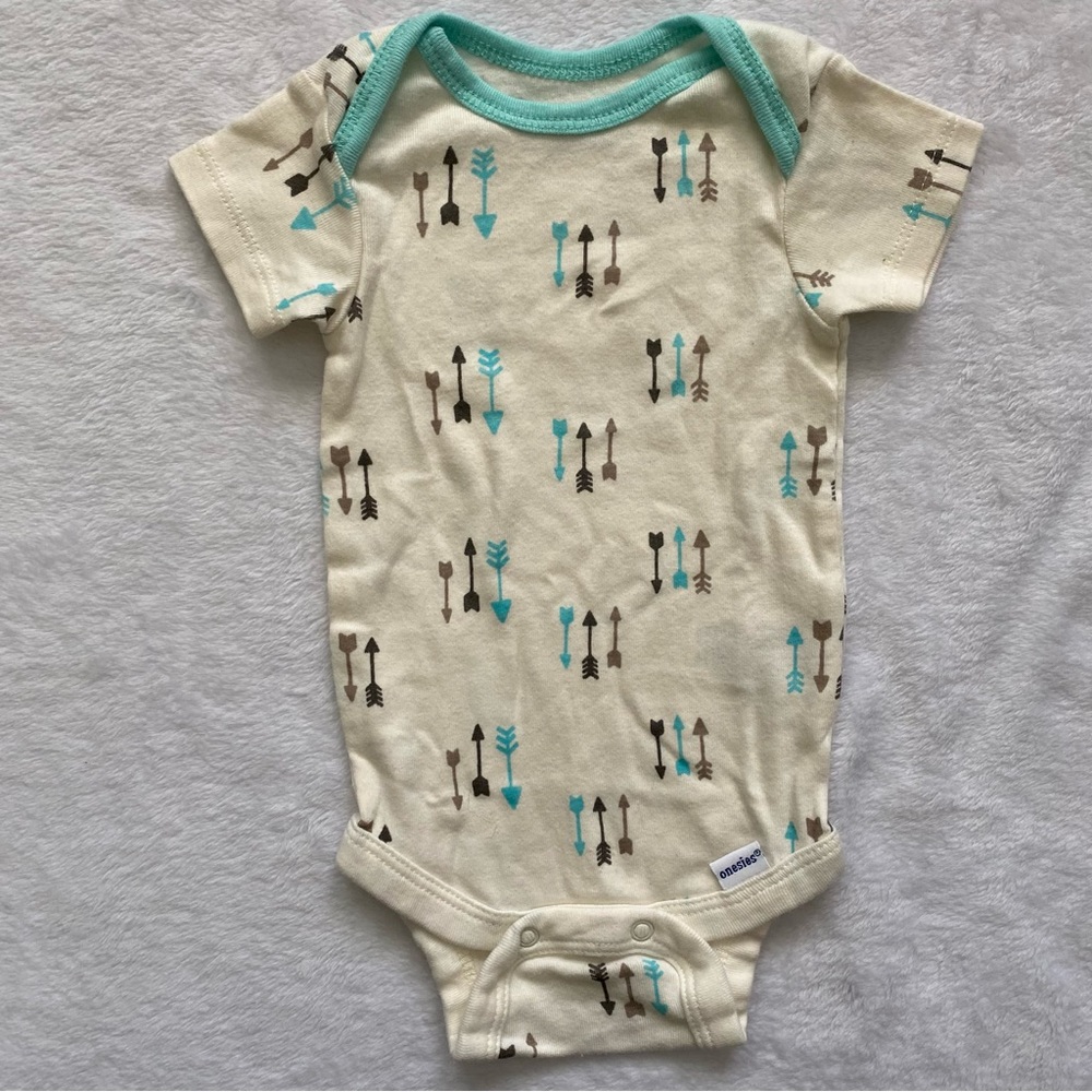 Gerber Onesie Bodysuit Set in Aqua, Brown, Cream - Picture 2 of 8